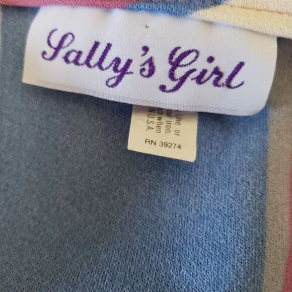 Vintage 70s Sallys Girl Striped Long Sleeve Dress Size 12 Retro Mod Boho Gla - Picture 3 of 14